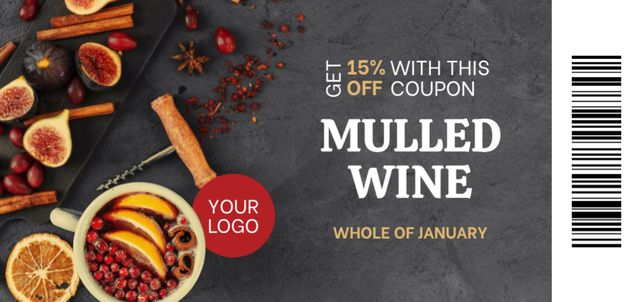 Designvorlage Winter Discount on Hot Mulled Wine für Coupon Din Large