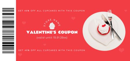 Festive Discount on Cute Cupcakes for Valentine's Day Coupon Din Large Design Template