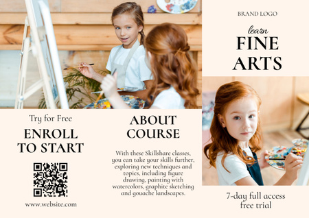 Fine Art Courses for Kids Brochure Šablona návrhu