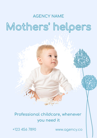 Trustworthy Babysitting Services Offer In Blue Poster Design Template