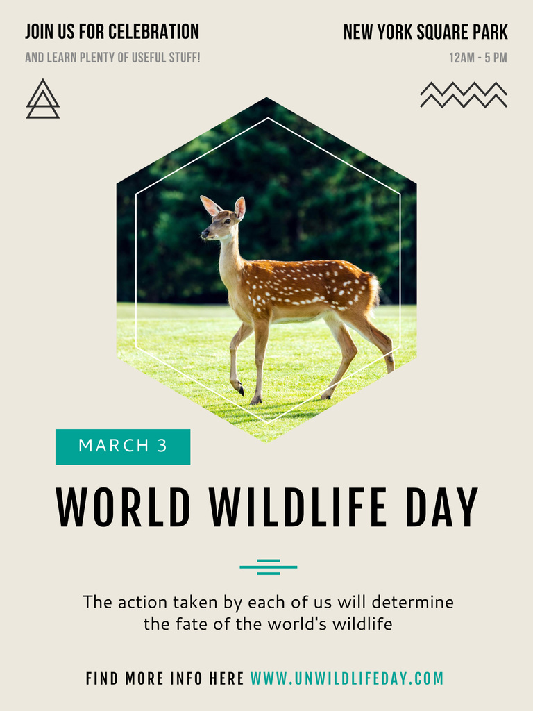 World Wildlife Day with Wild Animal Poster 36x48in Πρότυπο σχεδίασης