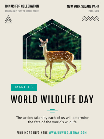 World Wildlife Day announcement with Wild Deer Poster 36x48in Design Template