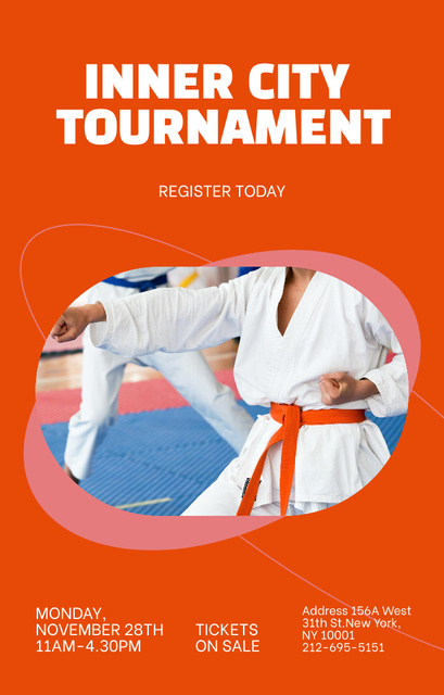Announcement of Martial Arts Workshops In Orange Invitation 4.6x7.2inデザインテンプレート