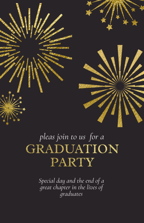Graduation Party Announcement with Fireworks Invitation 5.5x8.5in Design Template