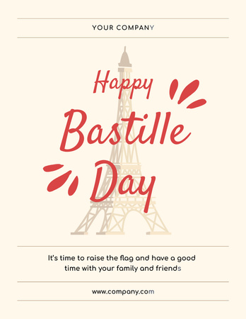 Happy Bastille Day Poster 8.5x11in Šablona návrhu