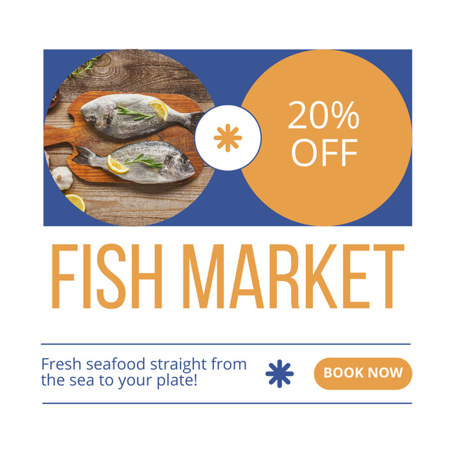 Designvorlage Discount Offer on Fish Markets für Instagram