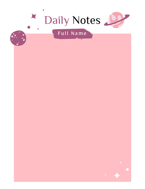 Daily Notes With Cosmic Illustration Notepad 107x139mm Modelo de Design