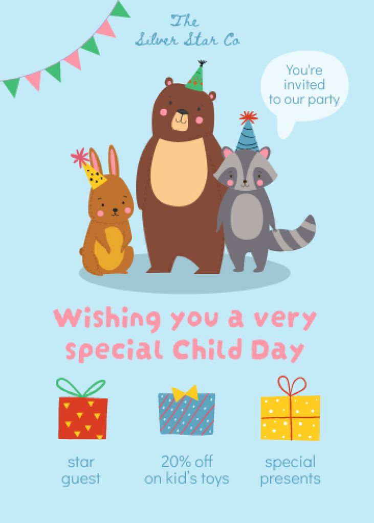 Plantilla de diseño de Wishing you Special Child Day Invitation 
