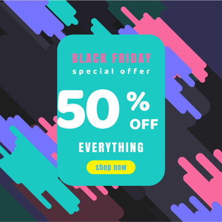 Black Friday Offer on Colourful simple pattern Animated Post Modelo de Design