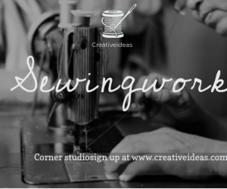 Sewing workshop advertisement Medium Rectangle Design Template