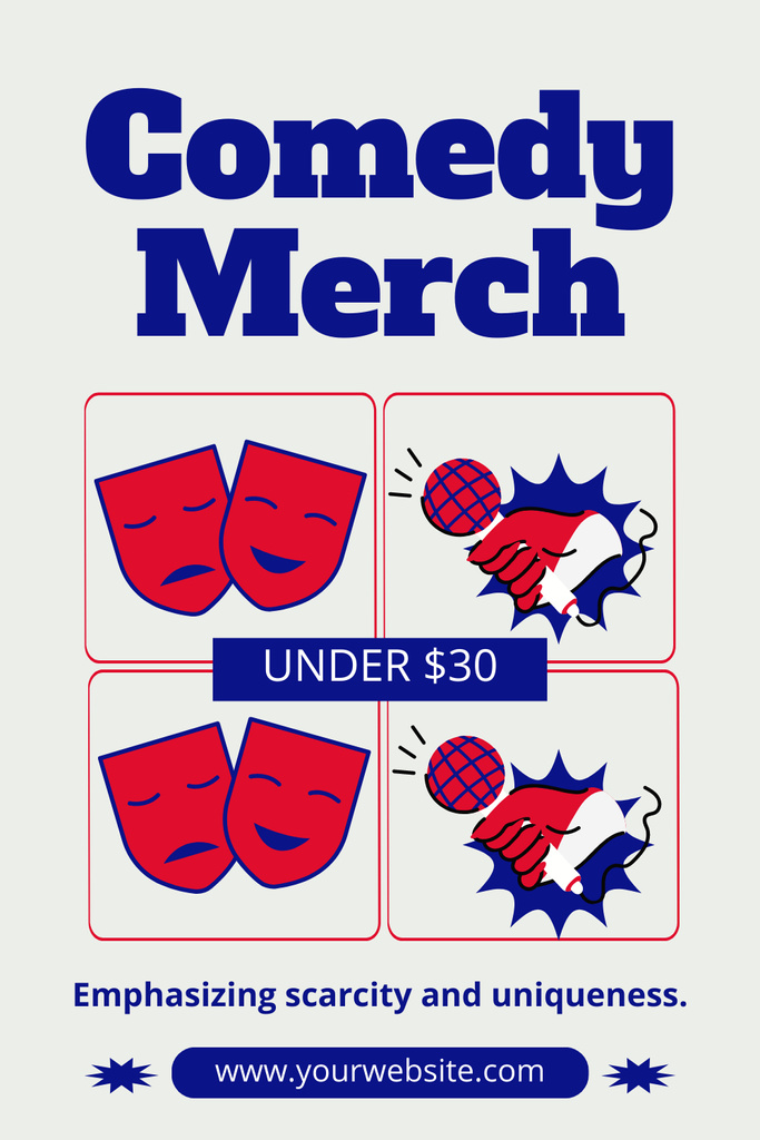 Template di design Sale of Comedy Merch with Illustration of Masks Pinterest