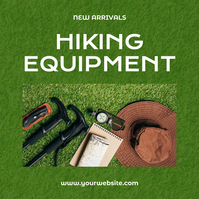 Plantilla de diseño de New Arrival Hiking Equipment Offer With Notepad Instagram AD 