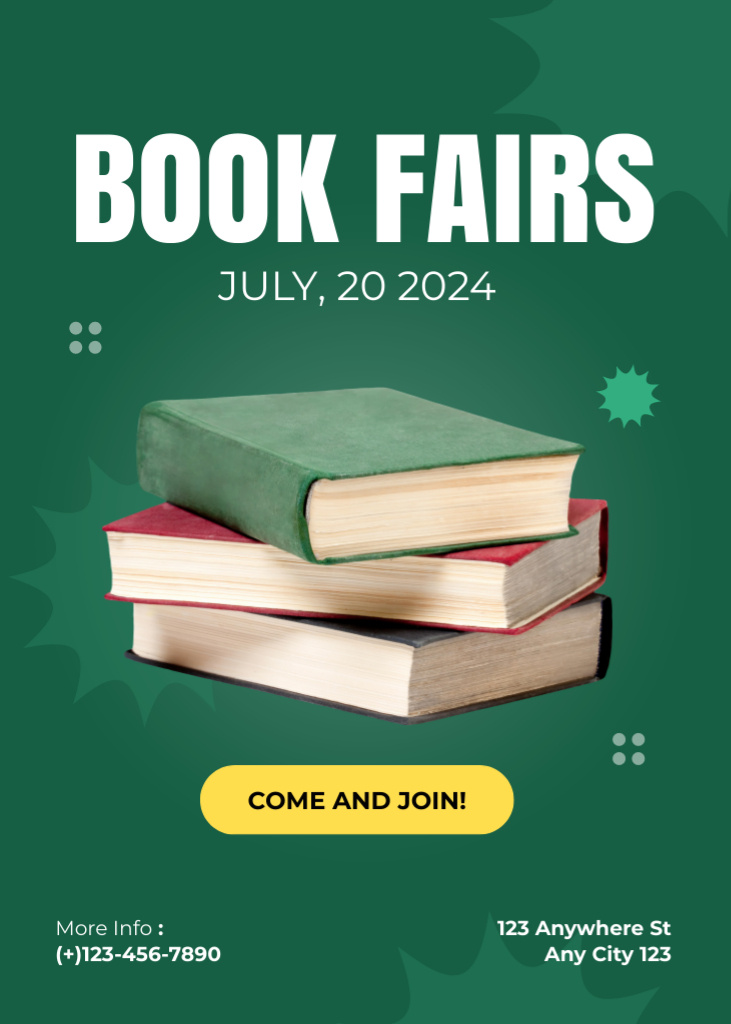 Designvorlage Book Fairs Ad on Green für Flayer