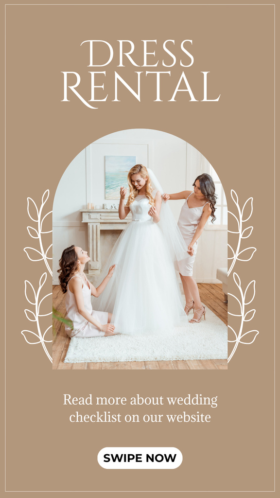 Platilla de diseño Rental Wedding Dress Offer In Beige Instagram Story