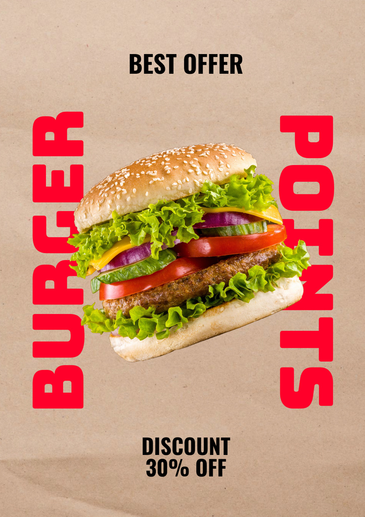 Tasty Burger Sale Offer Poster Πρότυπο σχεδίασης