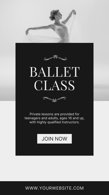 Announcement of Ballet Class with Professional Ballerina Instagram Story tervezősablon
