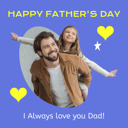 Template di design festa del papà saluto con padre holding child Instagram