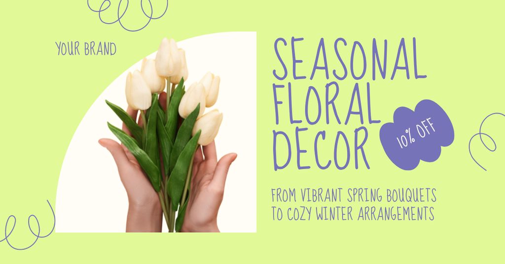 Discount on Seasonal Floral Decor with Spring Tulips Facebook AD Šablona návrhu