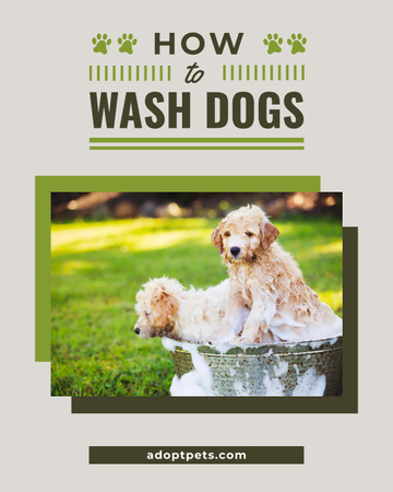 Washing Dog Cute Puppies in Foam Poster 16x20in Design Template