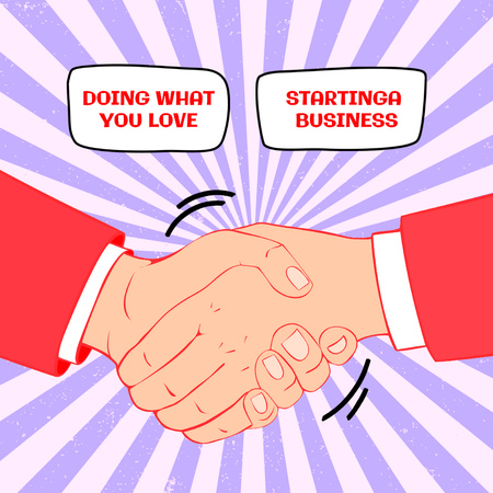 Business Handshake illustration Instagram Design Template