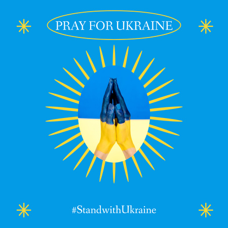 Pray for Ukraine with Hands Instagram Design Template