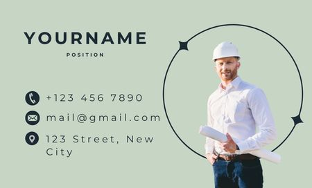 Building and Restoration Services by Engineer Business Card 91x55mm Design Template