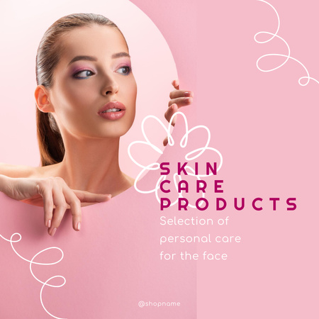 Ammattimaiset kasvojen ihonhoitotuotteet Instagram AD Design Template