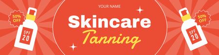 Offer Discounts on Tanning Products on Red Twitter Design Template