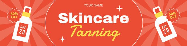 Designvorlage Offer Discounts on Tanning Products on Red für Twitter
