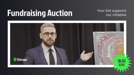 Designvorlage Ankündigung einer Fundraising-Auktion mit Kunstwerken für Full HD video