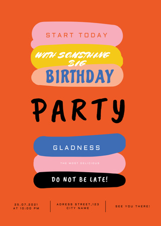 Birthday Party's Bright and Simple Announcement Invitation – шаблон для дизайна