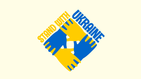 Hands colored in Ukrainian Flag Colors Zoom Background – шаблон для дизайну