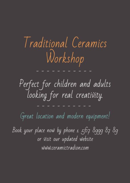 Plantilla de diseño de Traditional Ceramics Workshop promotion Flayer 