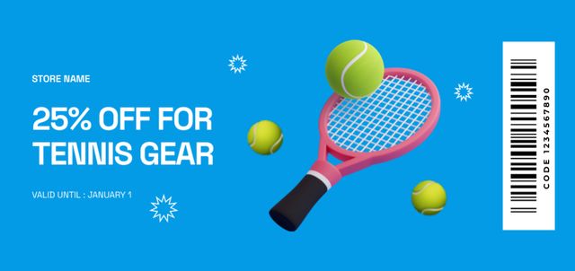 Tennis Equipment Discount on Blue Coupon Din Large Πρότυπο σχεδίασης