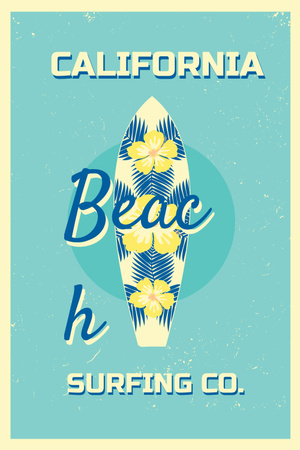 Template di design Offerta surf tour Tavola da surf su blu Pinterest