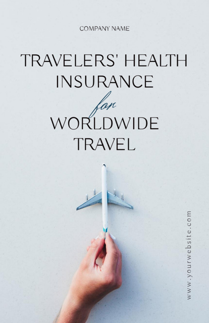 Travel Insurance Company Advertising with Plane in Hand Flyer 5.5x8.5in Modelo de Design