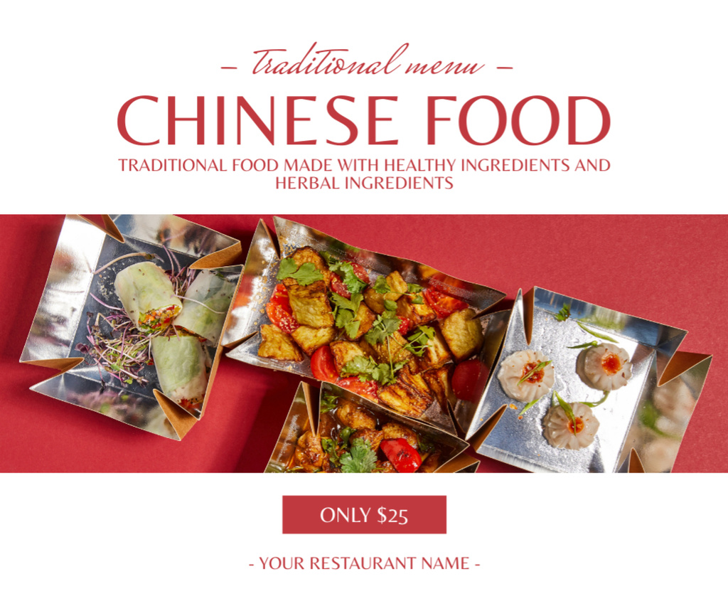 Ontwerpsjabloon van Facebook van Traditional Chinese Food with Healthy Ingredients