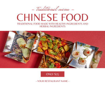 Plantilla de diseño de Comida tradicional china con ingredientes saludables Facebook 