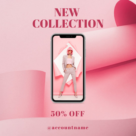New Collection Announcement With Pink Colors Instagram Design Template
