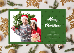 Christmas Cheers With Happy Couple Carrying Fir Tree