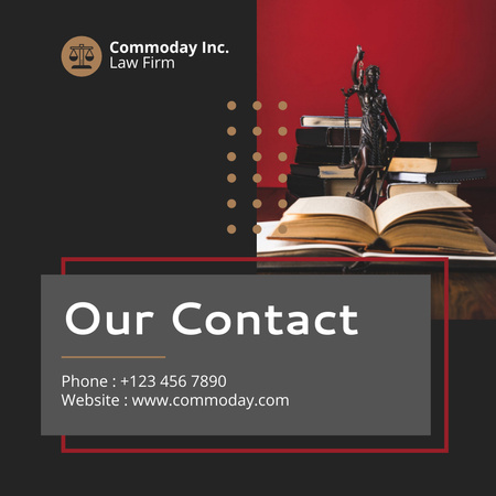 Contacts Information of Law Firm Instagram Design Template