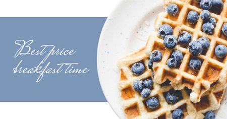 Breakfast Meal with Tasty Waffle Facebook AD Design Template