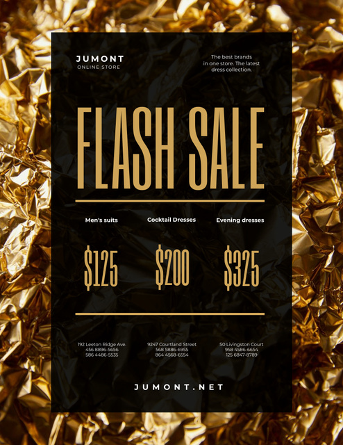 Ontwerpsjabloon van Poster 8.5x11in van Big Clothing Flash Sale Offer Announcement
