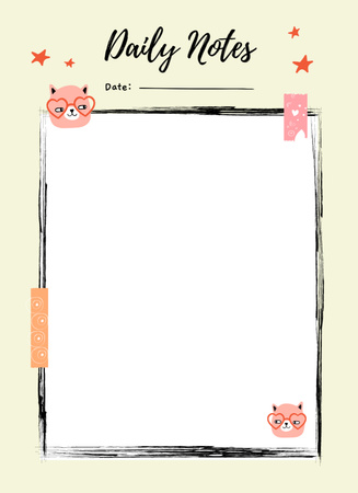 Daily Planner with Cute Cats Notepad 4x5.5in Design Template