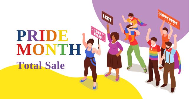 Pride Month Sale with People at Demonstration Facebook AD – шаблон для дизайну