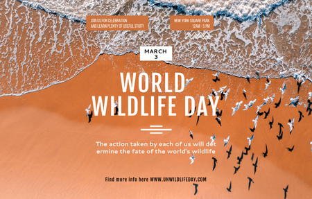 Announcement Of World Wildlife Day Celebration Invitation 4.6x7.2in Horizontal Tasarım Şablonu