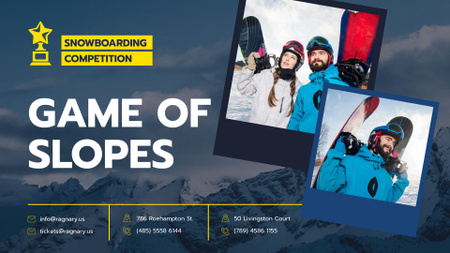 Snowboarding Competition announcement people with Boards FB event cover Design Template