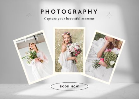 Wedding Photographer Services with Bride Card Modelo de Design