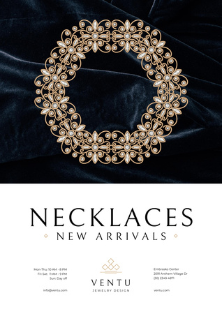 Jewelry Collection Ad with Elegant Necklace Poster A3 Design Template
