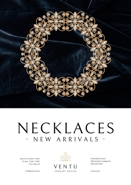 Template di design Jewelry Collection Ad with Elegant Necklace Poster A3